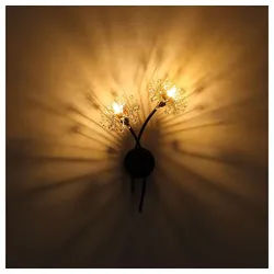 GLOBO LIGHTING Wandleuchte, Leuchtmittel nicht inklusive, Wandleuchte Flurlampe Kristallleuchte Blume gold schwarz 2-Flammig G9 schwarz