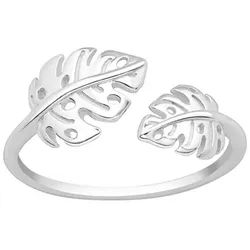 Order & Smile Schmuck Silberring Ring offen Silber 925 mit Blätter silberfarben 52