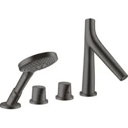 hansgrohe Fertigset Axor Starck Organic 4-L-BW-Rand-Arm, m Thermostat, brush. bla vc