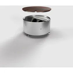 BS 9902B-4-0 Bodensteckdose, 2-fach, rund, aufliegender Deckel aus Aluminium, belegbar, 1x Schutzkontakt-Steckdose, 1x USB Laden 2-fach, inkl Stellfüße.