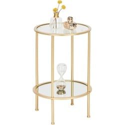 Xxxl Beistelltisch , Goldfarben , Metall, Glas , rund , Rundrohr , 38x55x38 cm , Wohnzimmer, Wohnzimmertische, Beistelltische, Beistelltische Metall