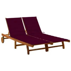 vidaXL Gartenliege 200 x 123 x 85 cm Doppelliege Gartenliege 2-Personen Sonnenliege Rolll braun