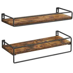 Mid.you Wandregalset , Schwarz, Dunkelbraun , Metall, Holzwerkstoff , 40x5x15.5 cm , hängend , Kleinmöbel