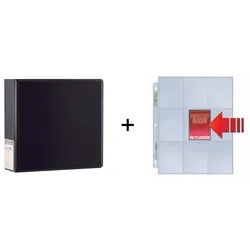 BUNDLE Ultra Pro - Plain Album 3'' - Black + 100x Side Load 9-Pocket Pages - Clear (3-Hole)