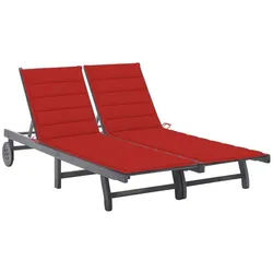 vidaXL Gartenliege 200 x 123 x 85 cm Doppelliege Gartenliege 2-Personen Sonnenliege Rolle grau
