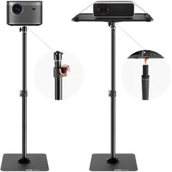 VEVOR Projektorständer Projektor Bodenständer, höhenverstellbar von 77 bis 161 cm, Projektorhalterung mit Ablage, ideal für Filme im Freien Zuhause im Büro auf der Bühne und im Studio, schwarz