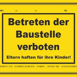 HB-Druck Betreten der Baustelle Schild gelb-schwarz A5 Rückseite selbstklebend