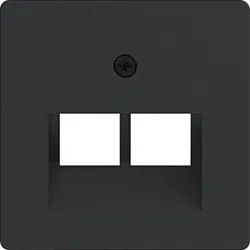Hager WAF2108BM Zentralstück für UAE Steckd. 2-fach, 50x50 mm, A.x/C.x, nachtschwarz matt
