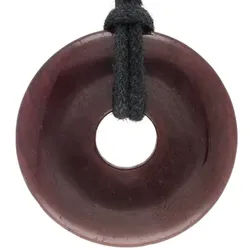 Lebensquelle Plus Edelstein Granat Donut, 30 mm Anhänger + Baumwollband