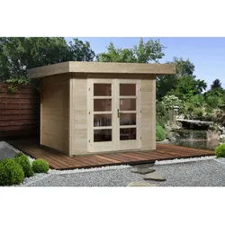 WEKA Gartenhaus »126 Gr.2«, Holz, BxHxT: 356 x 226 x 314 cm (Außenmaße inkl. Dachüberstand) - beige