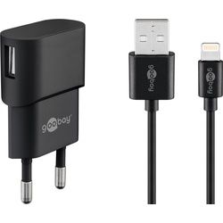 Goobay Apple Lightning Ladeset (5 W) - Netzteil mit Apple Lightning Kabel 1m (schwarz)