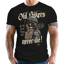 GASOLINE BANDIT® T-Shirt für den älteren Motorradfahrer - Old Bikers Never Die schwarz XXL