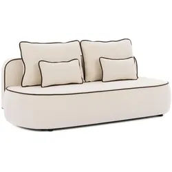 S-Style Möbel Kindersofa Vero im modernen und abgerundeten Design mit Schlaffunktion und Bettkasten aus Creme Plüschstoff mit brauner Paspel , Kunststoff , Echtholz, Teilmassiv,Birke, Buche , Füllung: Polyetherschaumkern,Polyetherschaumkern,Polyetherschaumkern , 210x90x98 cm , Blauer Engel, Oeko-Tex®, Hergestellt in Europa, FSC Mix , Babymöbel & Kindermöbel, Babyzimmer, Kindersessel & Kindertische