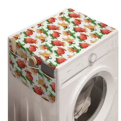 Abakuhaus Badorganizer Anti-Rutsch-Stoffabdeckung für Waschmaschine und Trockner, Pflanze Aquarell Granatapfel-Frucht braun|rot