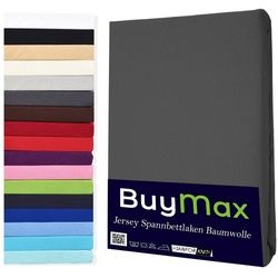 Spannbettlaken StyleHeim Jersey aus 100% Baumwolle, Buymax, Jersey, Gummizug: Rundumgummi, Pflegeleicht und Atmungsaktiv in Verschiedenen Farben und Größen grau 70 cm x 140 cm