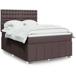 vidaXL Boxspringbett, Boxspringbett mit Matratze Dunkelbraun 140x200 cm Stoff