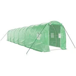 vidaXL Gewächshaus, Treibhaus mit Stahlrahmen Grün 24 m2 12x2x2 m