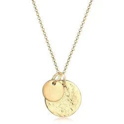 Elli Kette mit Anhänger Plättchen Münzen Organic Look 925 Silber goldfarben 60