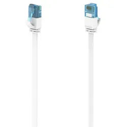 Hama Netzwerkkabel, CAT-6a, 10 Gbit/s, U/UTP, flach, 15,00 m Netzwerkkabel, (1500 cm), Knickschutz gegen Kabelbruch, 15 Meter weiß
