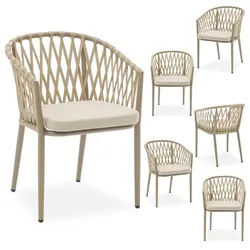 Idimex Gartenstühle Sunny 6Er-Set , Braun , Textil, Metall , Mode , 56x78x62 cm , Gartenmöbel, Gartensessel, Gartenstühle