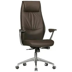 Mid.you Chefsessel , Braun , Metall , Kombination Echtleder/Lederlook , Rindleder , Sternfuß , 67x117x58 cm , Wippfunktion, Wippmechanik mit Härtegradeinstellung , Büromöbel, Bürostühle, Chefsessel