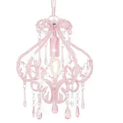 vidaXL Deckenleuchten NA Lampe Kronleuchter Leuchter Deckenlampe Hängelampe mit Perlen Rosa rosa