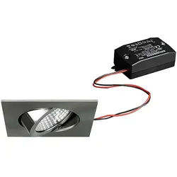 Brumberg LED Einbaustrahler, 230V, 6W, 3000K, 640 lm, eckig, nickel - mit Netzteil - 82 x 82 x 2 mm