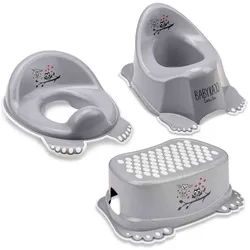Babykajo Töpfchen, (Set, 3-tlg), Baby Topf, Toilettentrainer, Hocker - TÜV Rheinland geprüft! grau