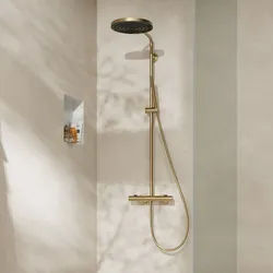 hansgrohe Pulsify S Puro Duschsystem 260 1 Strahlart, mit Ecostat Fine, Badarmaturen, brushed bronze