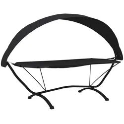 vidaXL Gartenliege, Outdoor-Loungebett mit Dach Schwarz Stahl und Oxford-Stoff
