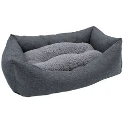 Spetebo Hundekorb Plüsch Heimtier Korb in grau mit entnehmbarem Kissen, Polyester, Hundebett mit rutschfester Unterseite 60 cm