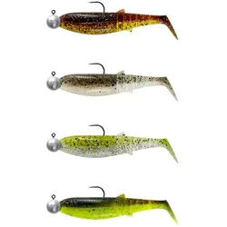 Savage Gear Kunstköder Cannibal Shad Mix 4 montierte Gummifische Gummiköder Softbaits, (Spar-Set), UV-aktiv bunt 8 cm