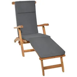 Beautissu Polsterauflage Luxus Deckchair Auflage LoftLux DC, 175x45x5cm, Graphitgrau, Polsterauflage für Liegestuhl Gartenliege Polster Bezug Abnehmbar grau