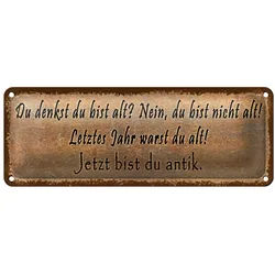 Roomando Metallschild Blechschild Spruch 27x10cm du denkst du bist alt nein bist Dekoration