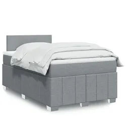 vidaXL Boxspringbett, Boxspringbett mit Matratze Hellgrau 120x190 cm Stoff