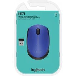 Logitech Maus M171, Wireless, blau Optisch, 1000 dpi, 3 Tasten, Retail