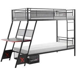 X Rocker Etagenbett , Schwarz , Metall , 90x190 cm , Baby & Kindermöbel, Kinderzimmer & Jugendzimmer, Stockbetten