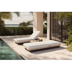 PLOSS Aurora Gartenliegen 2er-Set, anthrazit/pale silver, Alu/Polyester/Schaumstoff, 200 x 80 cm, 6-fach verstellbar, inkl. Beistelltisch