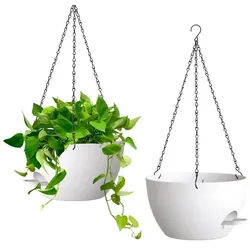 LuxusKollektion Blumenampel Blumenampel selbstbewässernde 25cm 2er Set Drainage Balkon Weiß