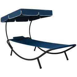vidaXL Gartenliege 200 x 90 x 112 cm Gartenliege Relaxliege Campingliege Sonnenliege mit blau