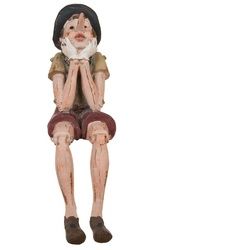 Clayre & Eef Dekofigur Deko Dekoration Figur Pinocchio sitzend groß ca. 14 x 8 x 29 cm