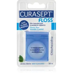 Curasept Dental Floss Waxed Classic gewachste Zahnseide mit Mategeschmack mit antibakteriellem Zusatz 50 m
