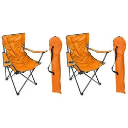 Mojawo Klappstuhl 2'er Set Anglersessel mit Getränkehalter und Tasche Orange