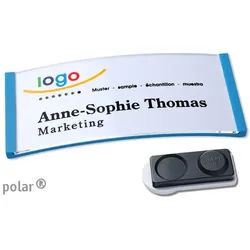 10 Namensschilder polar®, magnetisch 74 x 34 mm | mittelblau | smag® Magnet, extra stark, Kunststoff