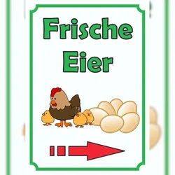 HB-Druck Verkaufsschild Schild EierHochkant mit Pfeil rechts A2 Rückseite selbstklebend