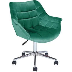 Beliani Bürostuhl Samtstoff Grün Labelle , Metall , 62x83x62 cm , Büromöbel, Bürostühle, Drehstühle