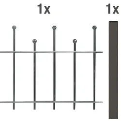 Alberts® Zaun-Anbauset Madrid,fvz,anthr.-met.,z.Aufschr.,Länge:2 m,Höhe:985 mm 508487