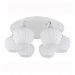 GLOBO LIGHTING Deckenleuchte, Leuchtmittel nicht inklusive, Deckenlampe Deckenleuchte Wohnzimmerleuchte Glas weiß gemustert silberfarben