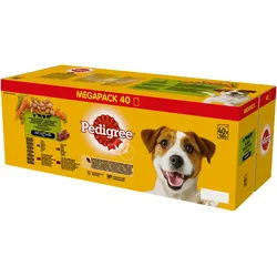 PEDIGREE Adult Beutel 40x100g Gemischte Geschmacksrichtungen - Nassfutter für Hunde (Huhn und Gemüse, Rind und Gemüse, Truthahn und Karotten, Rind und Lamm)