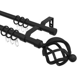 GARDINENSTANGE Olymp Paolo 240 cm (geteilt in 2 x 120 cm), 2-läufig, 16 mm Ø Schwarz